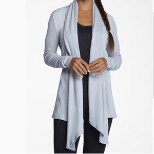 Fabletics Astoria Ribbed Waterfall Cardigan Gray FLAWS